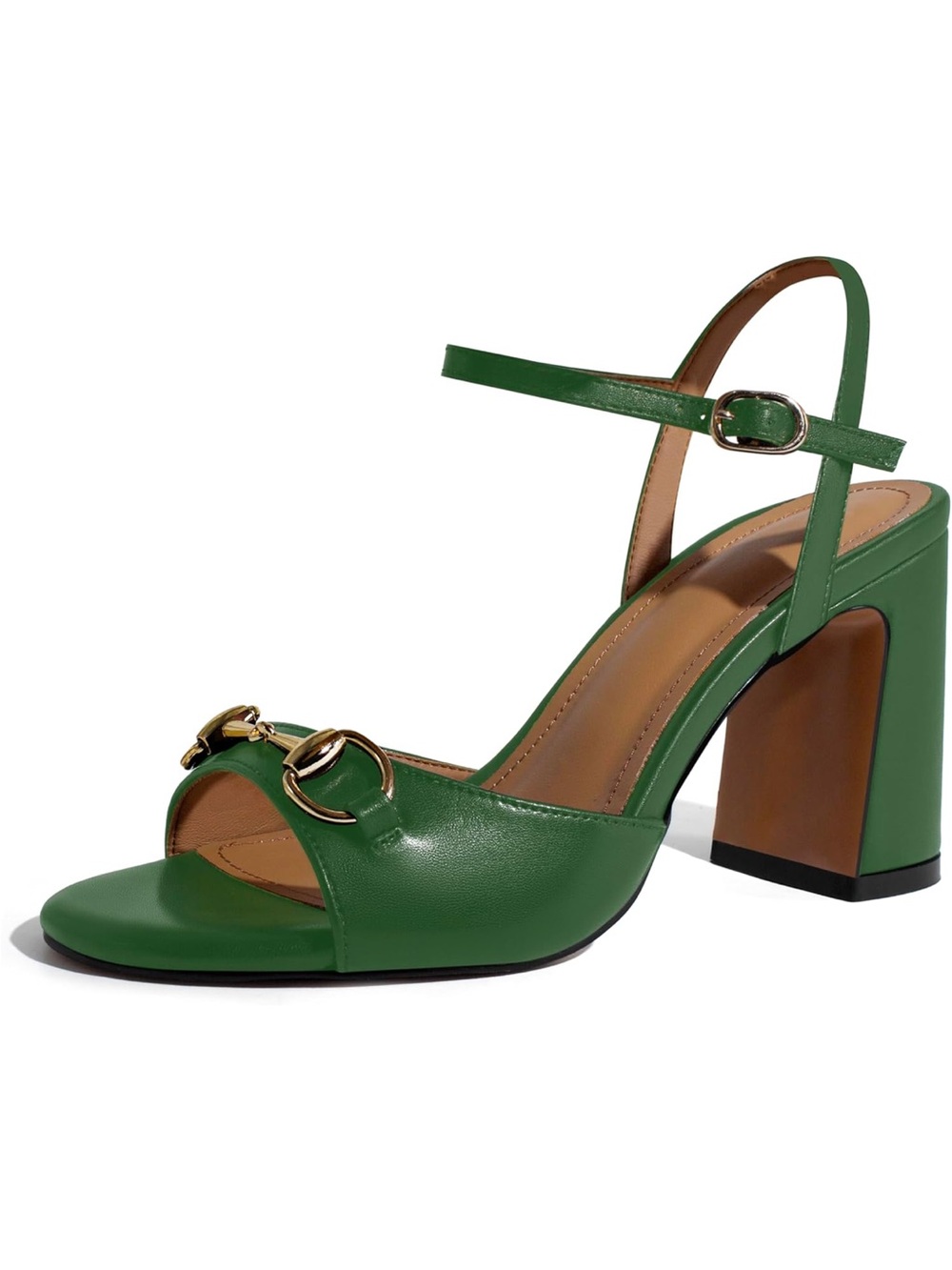 iadore Women Fashion High Block Heel Shoes Strappy with Buckle Fashion Studded